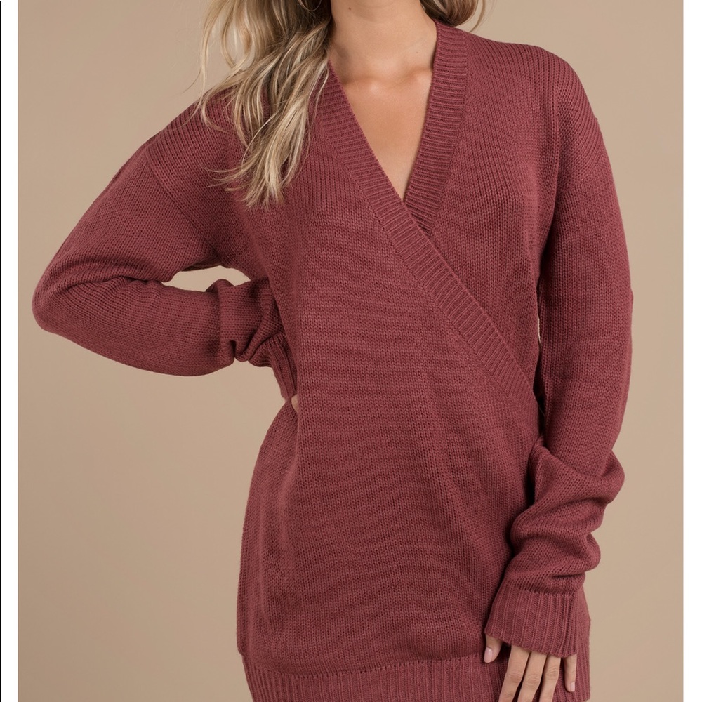 wine sweater dress